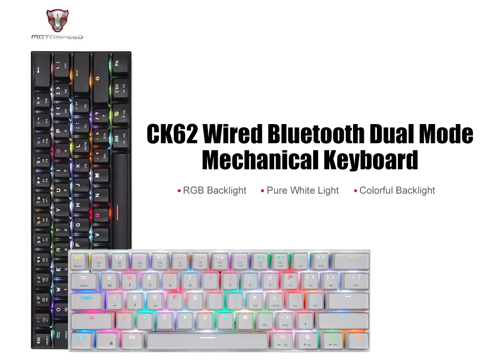 Motospeed CK62 Беспроводная Bluetooth механическая клавиатура RGB с подсветкой USB игровая клавиатура 61 клавиша Teclado Gamer PK CK104