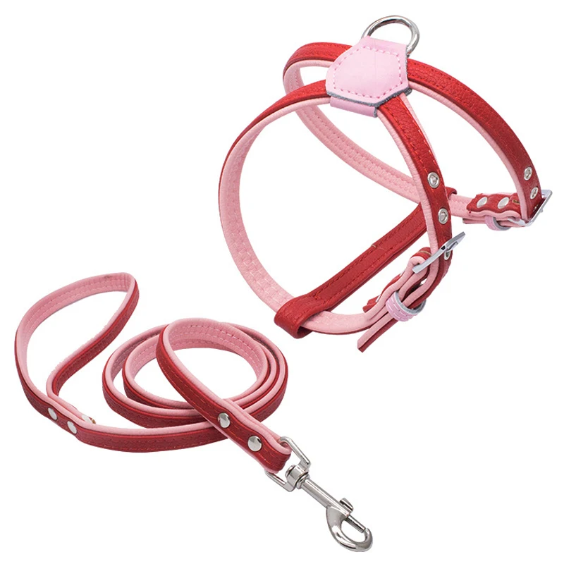 Small dog supplies harness pu leather dogs collars and harnesses for small dogs leash