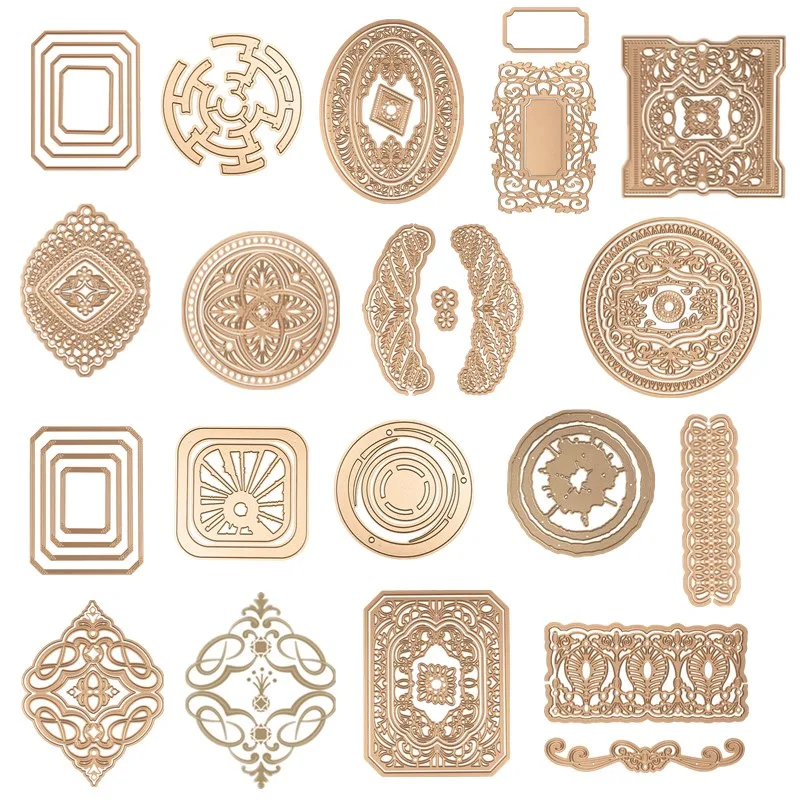 

Retro Square Rectangle Oval Round Flowers Layered Frames Borders Metal Cutting Dies for DIY Scrapbooking Cards Crafts 2019 New