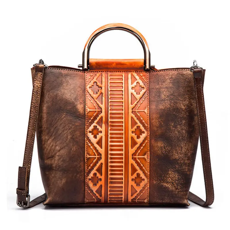 

Vintage Women's Handbags Soft Genuine Leather Tote Crossbody Bag High Quality Cow Leather Shoulder Bags sac main Female Hand Bag