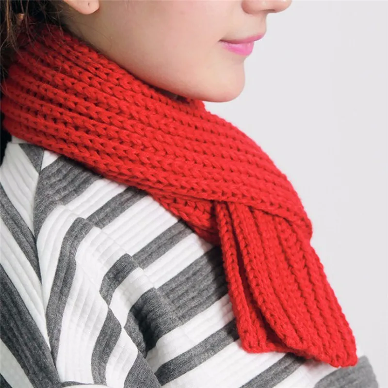 

2017 New Arrival Winter Solid Color Knitted Cute Rough Wool Scarf Couple Collar