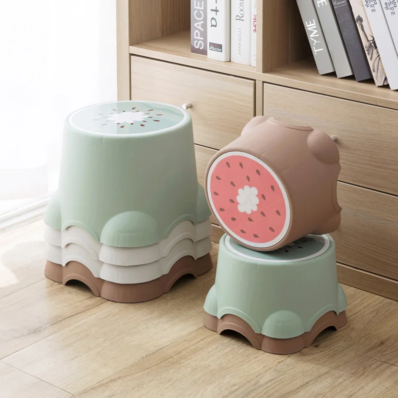cheap Children #039;s Day Gift Thicken Lovely Stools Fruit Pattern Living Room Non slip Bath Bench Child Stool Changing Shoes Stool