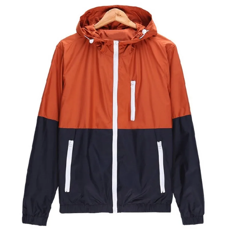 

Men's Contrast Color Windbreakers Spring Autumn Sports Style Jackets Casual Loose Hooded Coats M-3XL