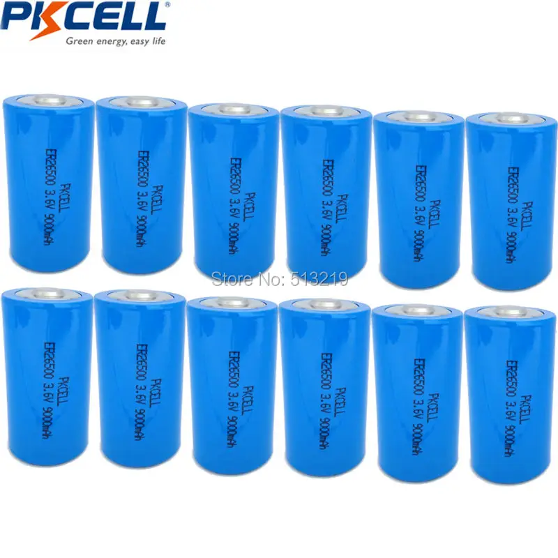 

12 x C size Batteries 26500 ER26500 3.6V 9000mAh Lithium Battery Li-SOCl2 ER26500 LS26500 9A batteriaSuperior To LR14 R14P 1.5V