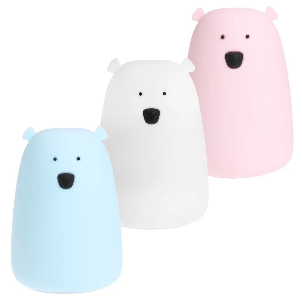 

Colorful LED Big White Bear Silicone USB Rechargeable Touch Sensor Lamp Night Light Children Cute Night Lamp Bedroom Light
