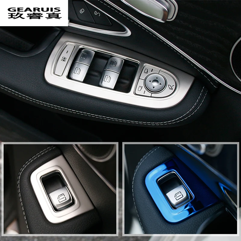Переключатели для управления окном автомобиля, украшение рамы, наклейки из нержавеющей стали, крышка для Mercedes Benz C Class W205 GLC LHD