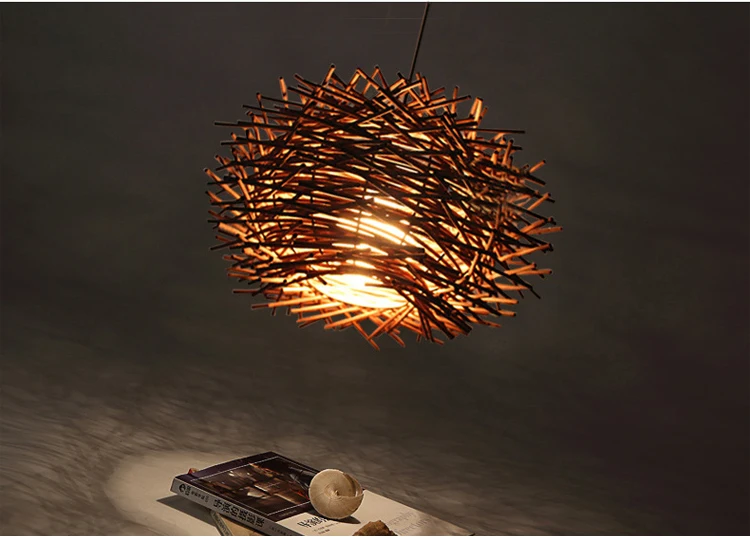 Современный Плетеный подвесной светильник в клетку для птиц ручной вязки, приспособление для Юго-Восточной кафе-бара, креативное плетение из ротанга, E27 лампа, Подвесная лампа