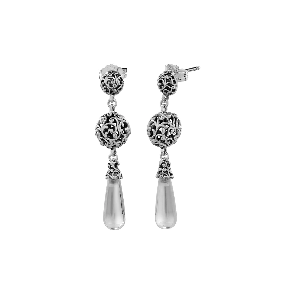 

925 Sterling Silver Jewelry Round openwork flower Earrings Regal Droplets Earrings for Women Fashion anti-allergy earring