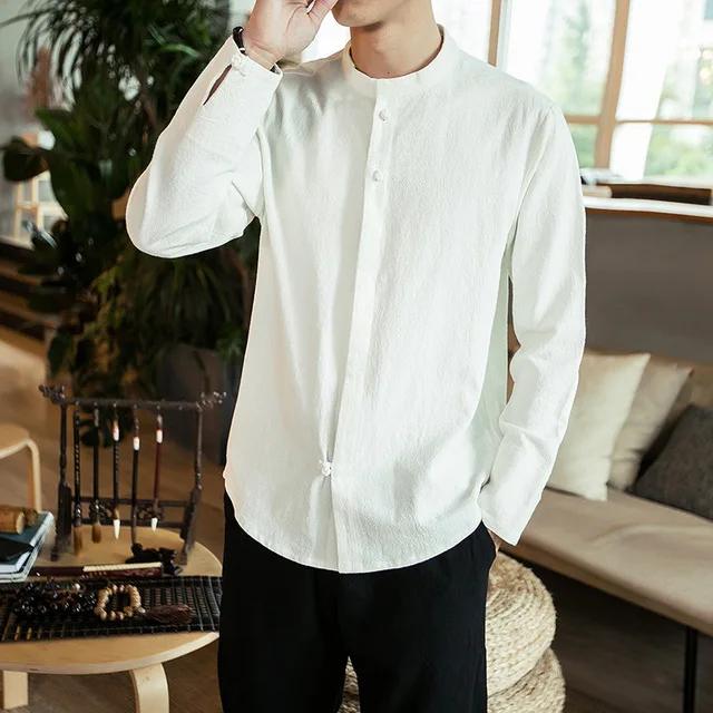 

Traditional Chinese Clothing For Men Cotton Linen Shirts Jackie Chan Kung Fu Tai Chi Outerwear Male China Style Tops CN-023