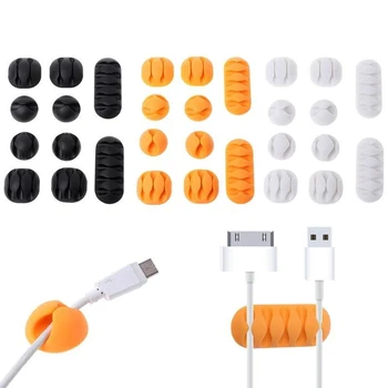 

10pcs/set USB Cable Organizer Wire Winder Desktop Management Headphone Earphone Holder Mouse Cord Silicone Clip Desk Accessories