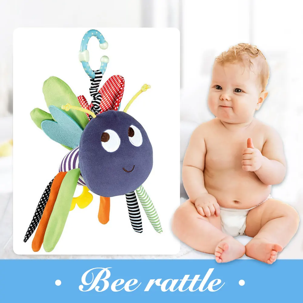 

Bearoom Bee Rattle Cute Pattern Mobile Rattle Toys For Baby Soft Teether Comfort Toy Plush Stroller Doll Infant Bell As Gift