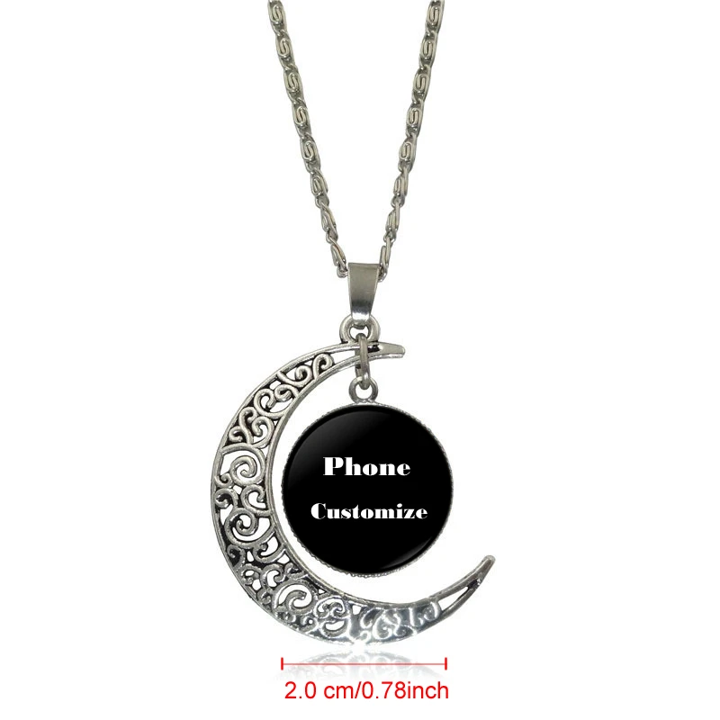 Для женщин свадебный подарок стекло кабошон чокер Луна серебряное ожерелье с подвеской цвет ювелирных изделий Сверхъестественное макси