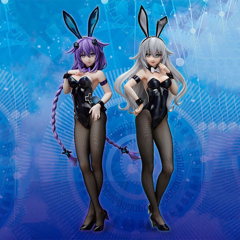 

2019 new anime Hyperdimension Neptune Black Heart Action Figures Sexy Bunny Girl Purple Heart Plus Size Collectible Toys 43cm