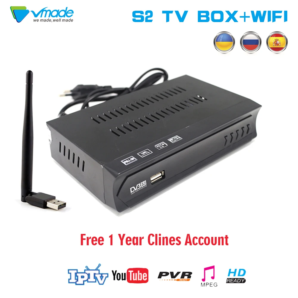 Vmade 1 год Европейский C line сервер HD DVB S2 M5 lnb спутниковый ресивер 1080P Испания