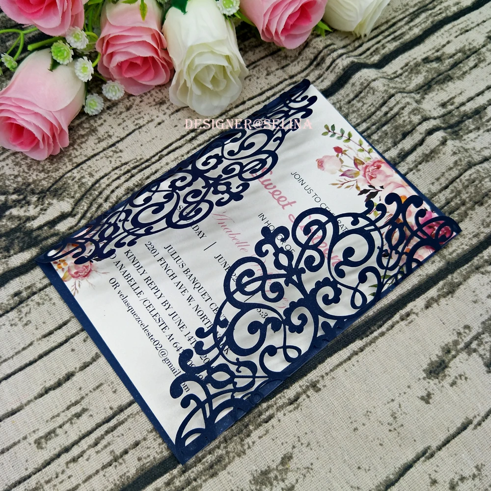 20+ Color Wedding Invitations Card Laser Cut Invitation Card Cover For Quinceanera, No Inner
