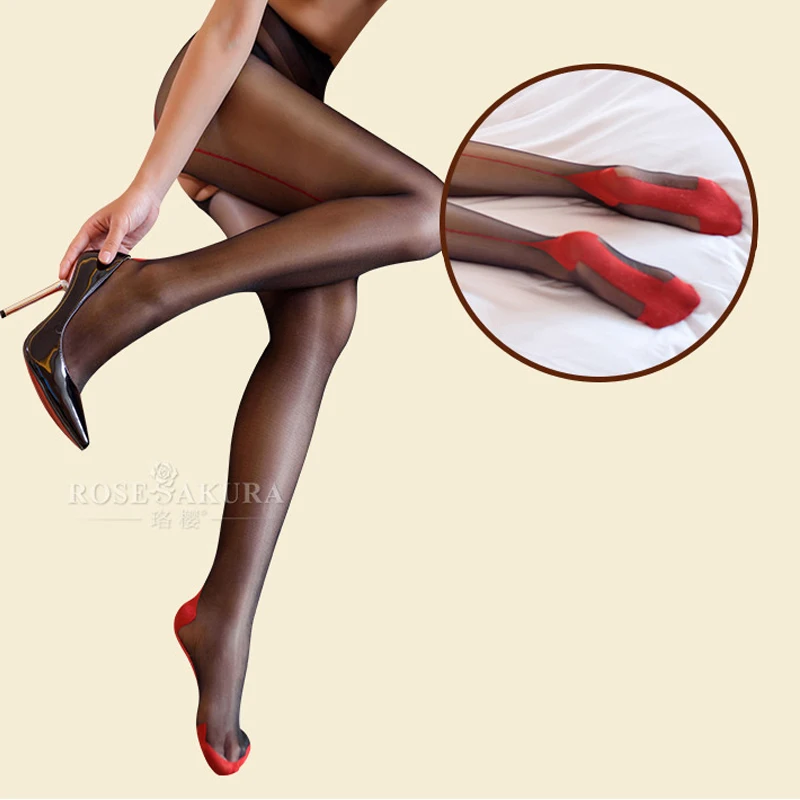 

20D Vintage Cuban back line with Heel Toe reinforcement open-crotch high waist pantyhose, crotchless Leggings sexy lingerie