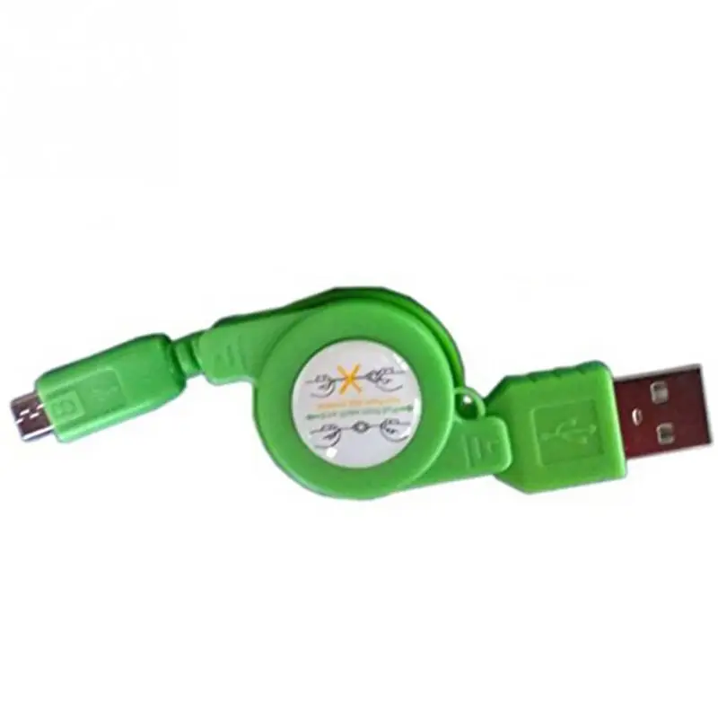 Гибкий Выдвижной Micro USB A к USB 2,0 B Мужской кабель Micro USB для синхронизации данных и зарядки Android кабели для сотовых телефонов - Цвет: green