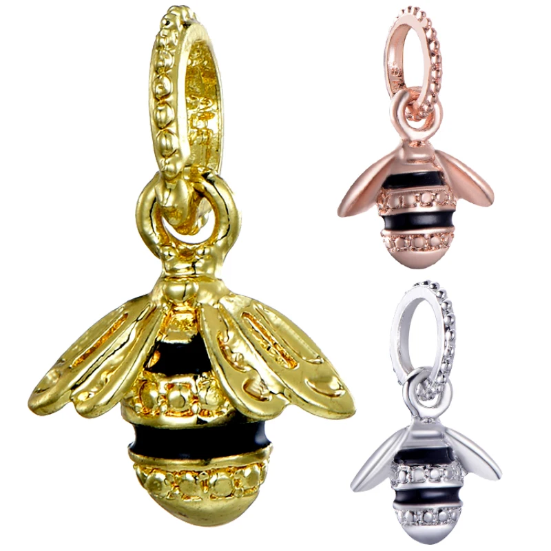 

Gold/Silver/Rose Gold Color Bee Pendant Charms Beads Fit Pandora Bracelet & Necklace For Women Fashion Jewelry Accessories