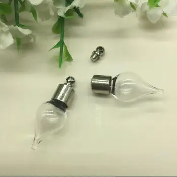 

50pcs/lot Screw Cap Christmas Light Tear water drop Glass memory gift bottle vial charm pendant charm craft locket rice on name
