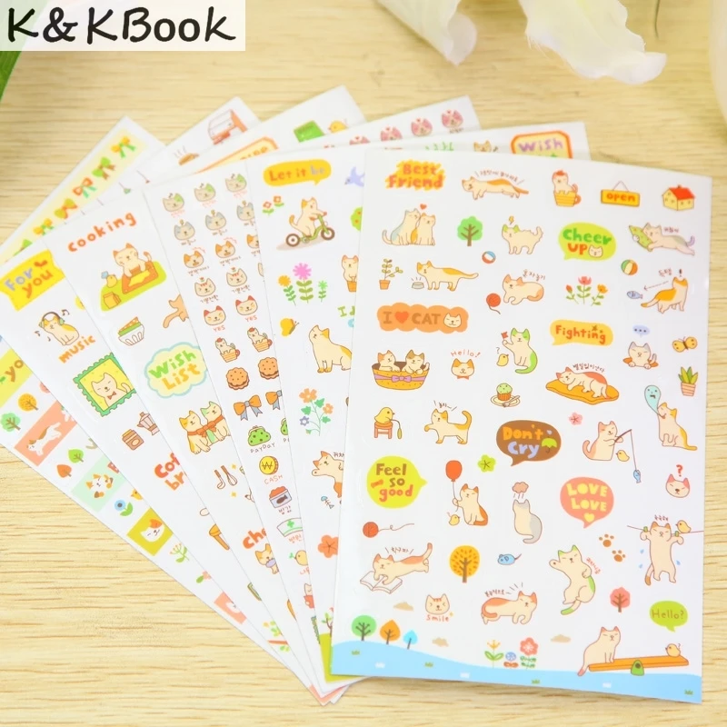 kkbook 12 sheets in 2 sets cute stickers korean diy