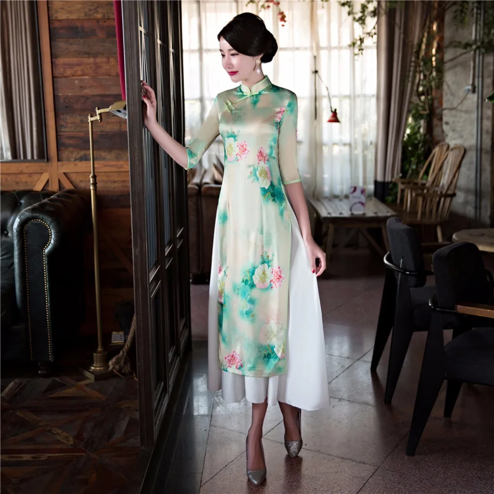Шанхай история Вьетнам aodai Китайская традиционная одежда китайское платье-Ципао длинное китайское платье Чонсам современный чонсам
