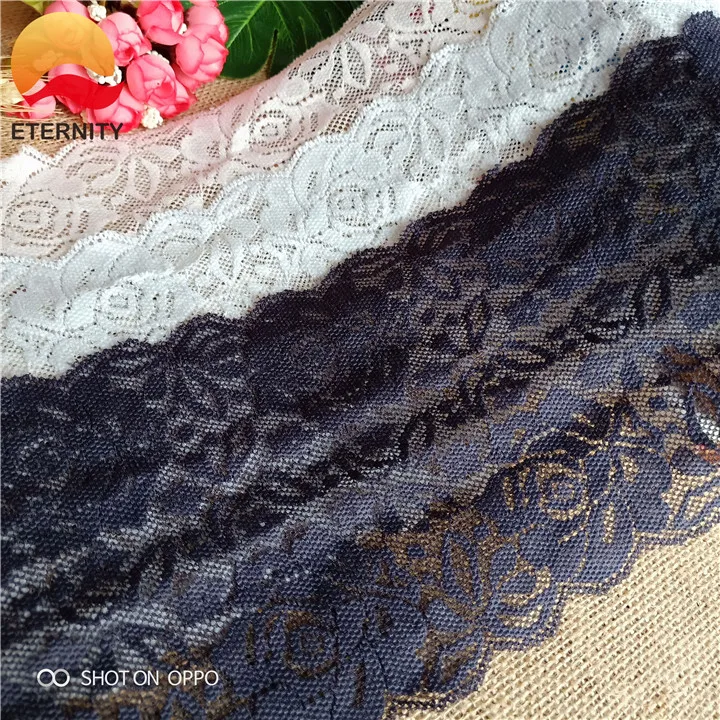 

16.5 E1035 New Arrival 3Yards Black White Lace Fabric DIY Crafts Sewing Suppies Decoration Accessories For Garments Elastic