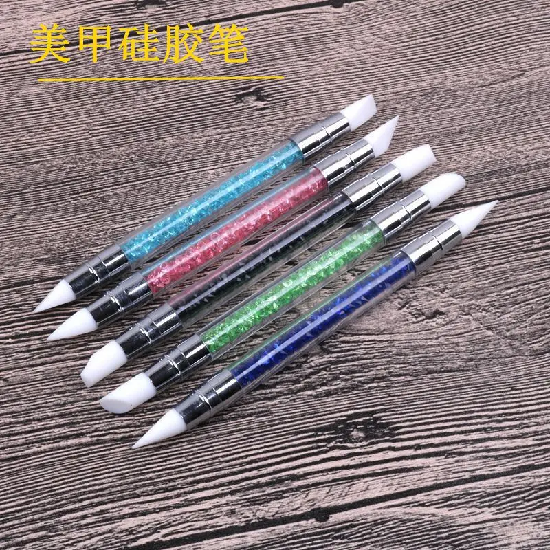 

1pc 2 Way DIY Nail Art Pen Crystal Painting Drawing Polish Dotting Tools Nail Decorations Silicone Head