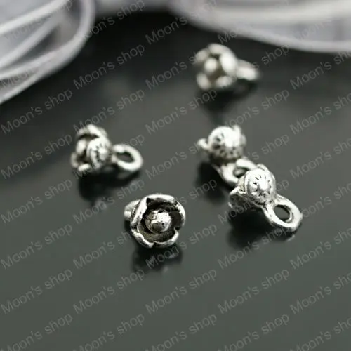 

(26982)Jewelry Findings,Accessories,Vintage charm,pendant,Alloy Antique Silver 8.5*6MM Small Flower 50PCS