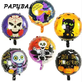 

10pcs 18inch Round Shape Spanish Halloween Foil Balloons Helium Balloon Wedding Birthday Party Decoration Supplies Globos Toys