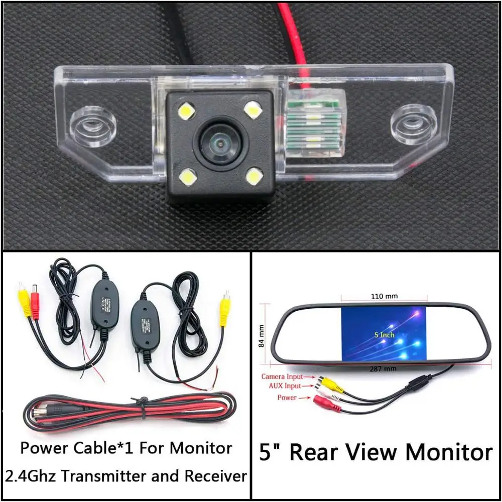 4 светодиодный фонарь резервная камера заднего вида для Ford Mondeo C-Max Focus MK II Focus 2 Fiesta S-MAX Автостоянка ЖК-зеркало монитор - Название цвета: C Wireless 5 inch M