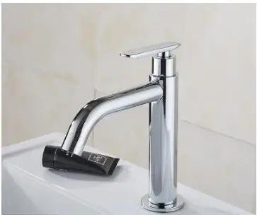 Billig Tuqiu Becken wasserhahn Einzigen kalten bad wasserhahn becken mixer bad waschbecken wasserhahn hohe chrom messing wasserhahn für kalten wasser