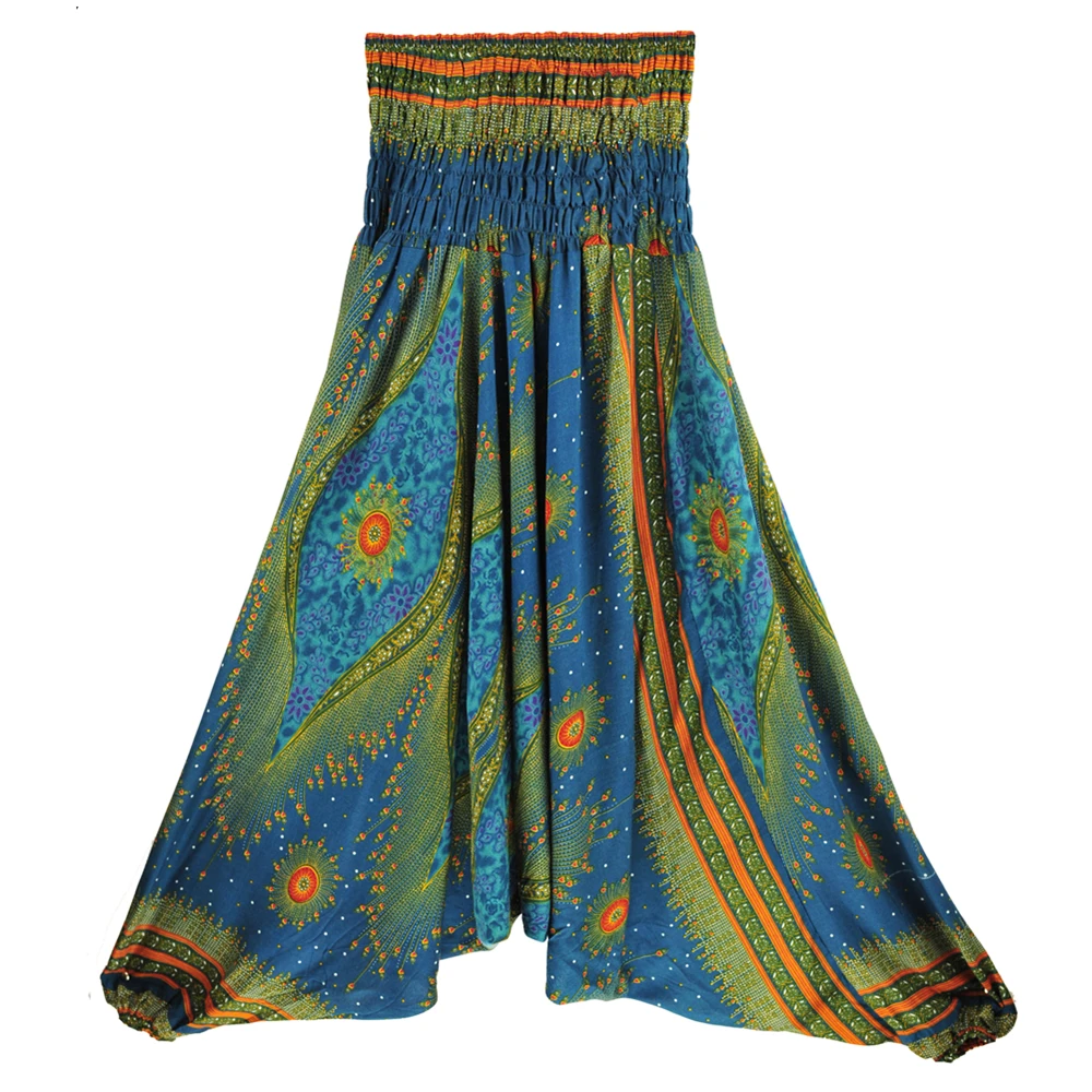 Big Peacock Eye Teal Blue jumpsuit harem pant BPEJ003 (1)