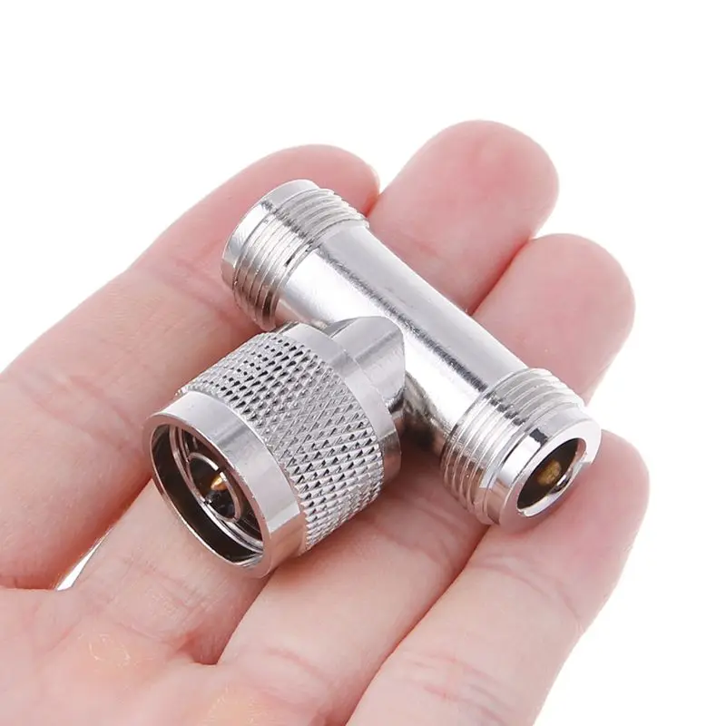

T Shape N Male To 2 N Female Triple RF Connector 3-way Coaxial Adapter