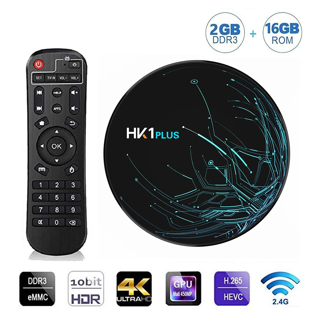 

HK1 Plus Smart TV Box Android 8.1 S905 X2 Quad-core 2GB 16GB Support 4K Full HD 2.4G/5.8G WiFi BT 4.0 USB 3.0 H.265 Set Top Box