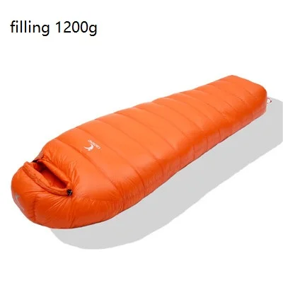 Сверхлегкий спальный мешок, спальный мешок для кемпинга, зимний осенний спальный мешок для мумии, вакуумный спальный мешок для кемпинга, аксессуары для кемпинга - Цвет: orange 1200g