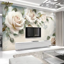 Beibehang cuadro pintado a mano al óleo Rosa flor personalizada 3D Mural papel pintado fotográfico Mural Sala dormitorio telón de fondo