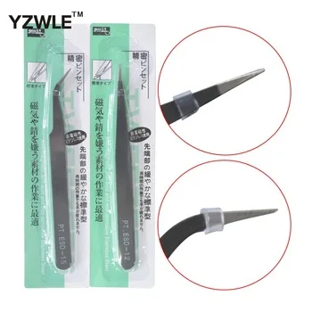 2Pcs/Lot Antistatic Electroplating Nonmagnetic Stainless Steel Bend&amp;amp;Straight Eyebrow Tweezers Nail Art DIY Necessary Tools
