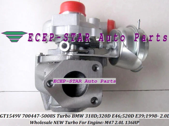 Турбокомпрессор GT1549V 700447 700447-5008S 700447-0008 11652248901 Для BMW 320D 520D E39 99-01 M47 2.0L 136HP бесплатная