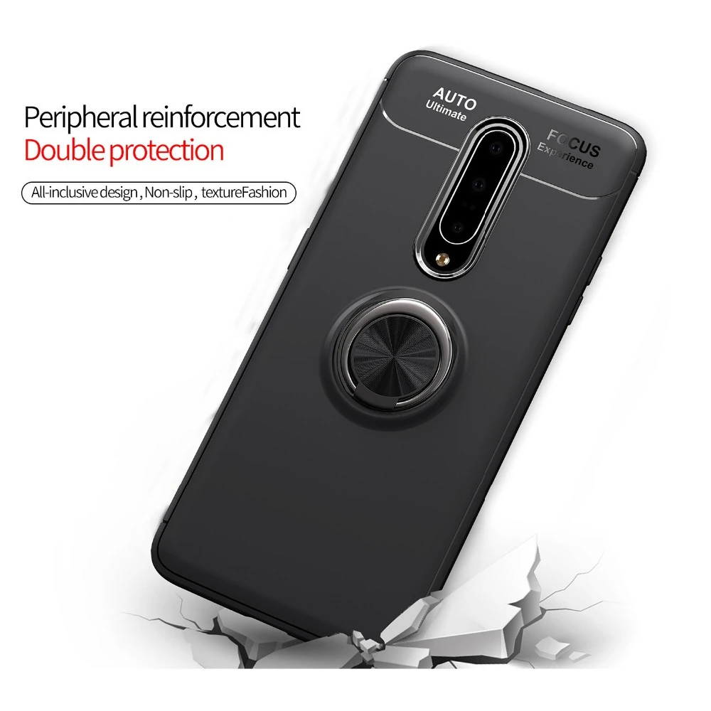 

For Oneplus 7 Pro Case Oneplus7 5G Ring Holder Soft Silicone Matte Back Cover For One Plus 7 Pro Shockproof TPU Phone Case Cover