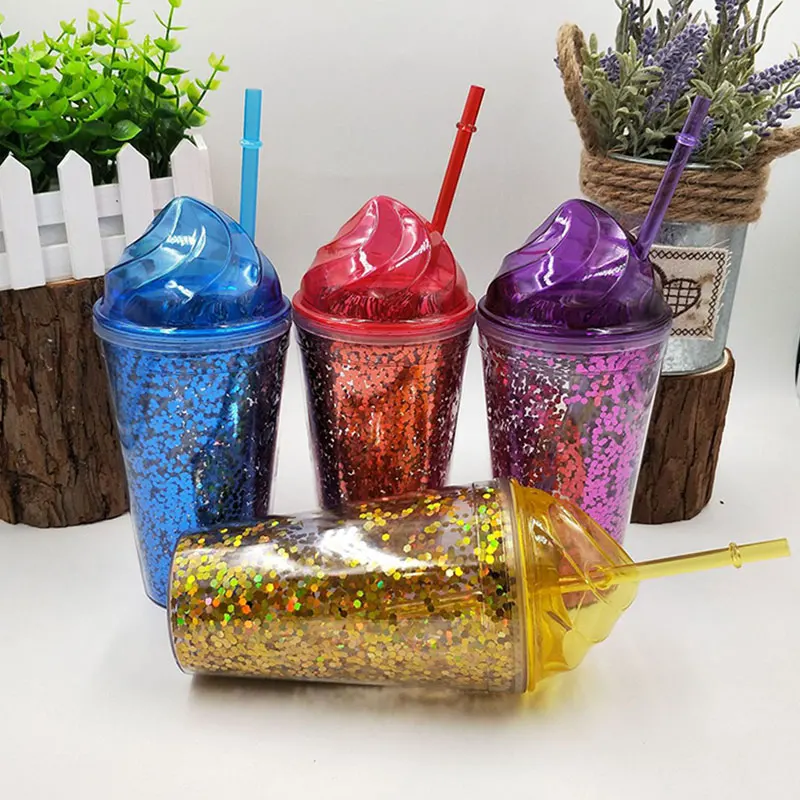

Newly 500ML Summer Cold Drink Infusion Water Bottle with Straw For Creative Outdoor Ice Cream Water Bottle Jar
