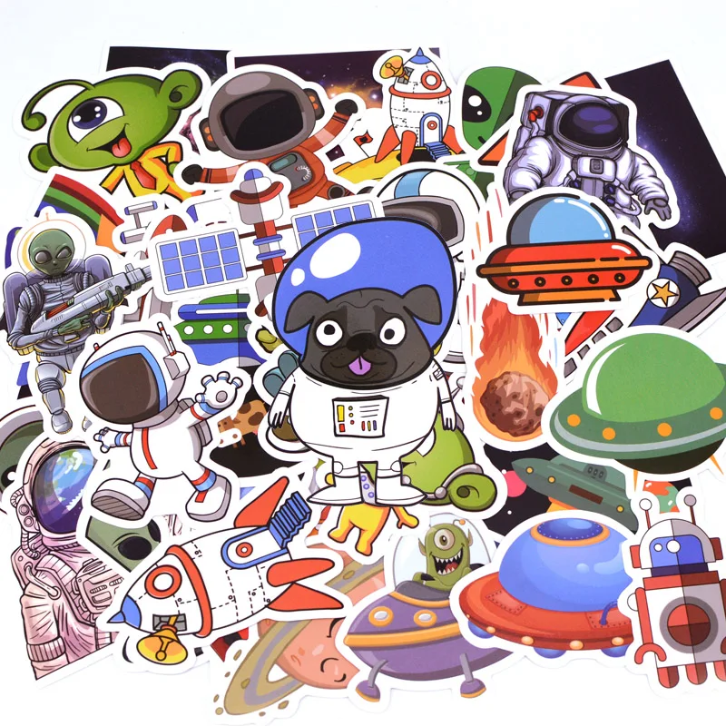 

50pcs/pack Astronaut Universe Alien Graffiti Stickers Kid Toy Sticker for Luggage Laptop Skateboard Moto Car Waterproof Sticker