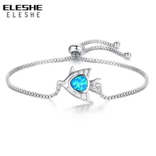 ELESHE натуральные опаловые бусины браслет Кристалл Модные женские туфли Винтаж Серебряная рыба браслеты с подвесками для женщин вечерние украшения