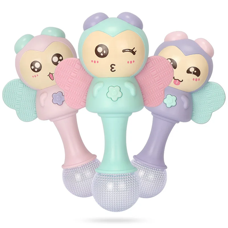 

Baby Hand Bells 3 Color Toys Puzzle Music and Light Shaking Rattles 6-12 Months Sound and Light Rhythm Induction Toys for Baby