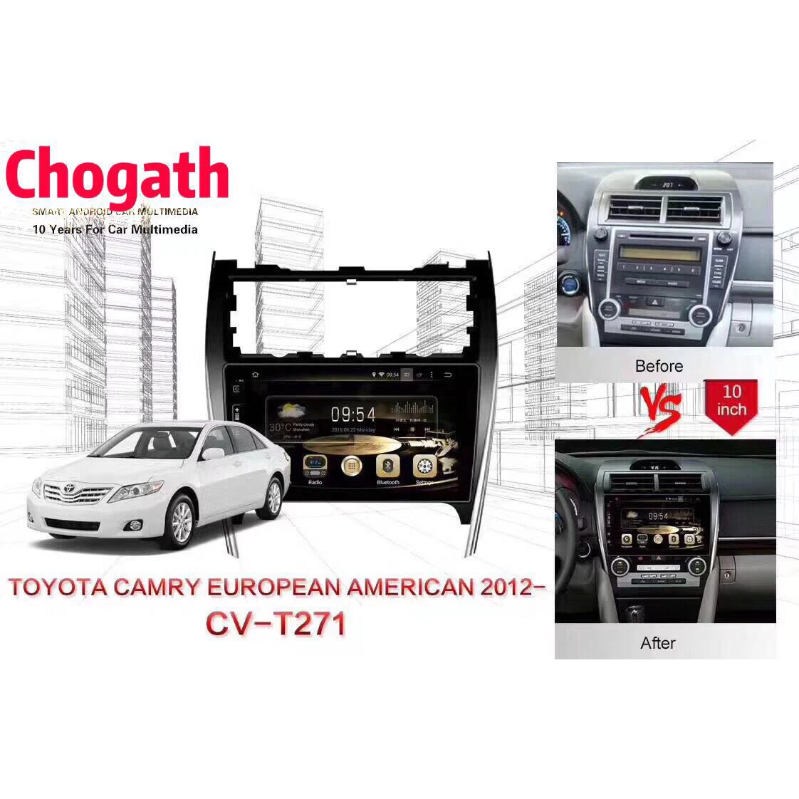 ChoGath 10 ''автомобильный мультимедийный плеер четырехъядерный Android 7,0 автомобильный Радио gps навигация для Toyota camry 50 версия-США с canbus