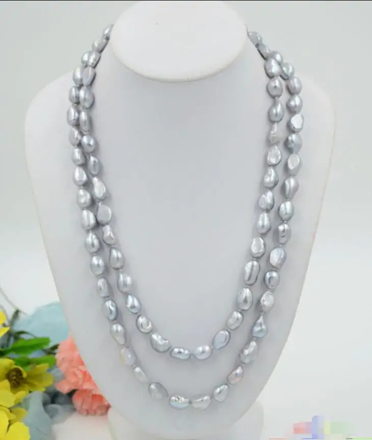 

FREE SHIPPING>>>@@ > Hot sale new Style >>>>> 50" 14mm gray baroque freshwater cultured pearl necklace