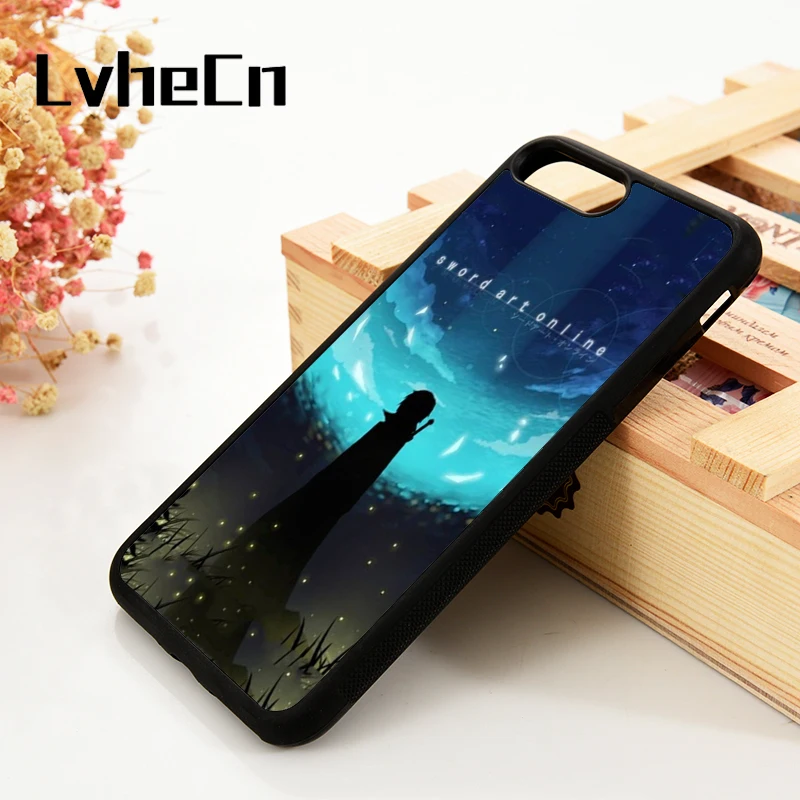 LvheCn 5 5S SE 6 6S Phone Cover Cases For iPhone 7 8 PLUS X Xs Max XR Soft Silicone Rubber Sword Art Online Poster Night