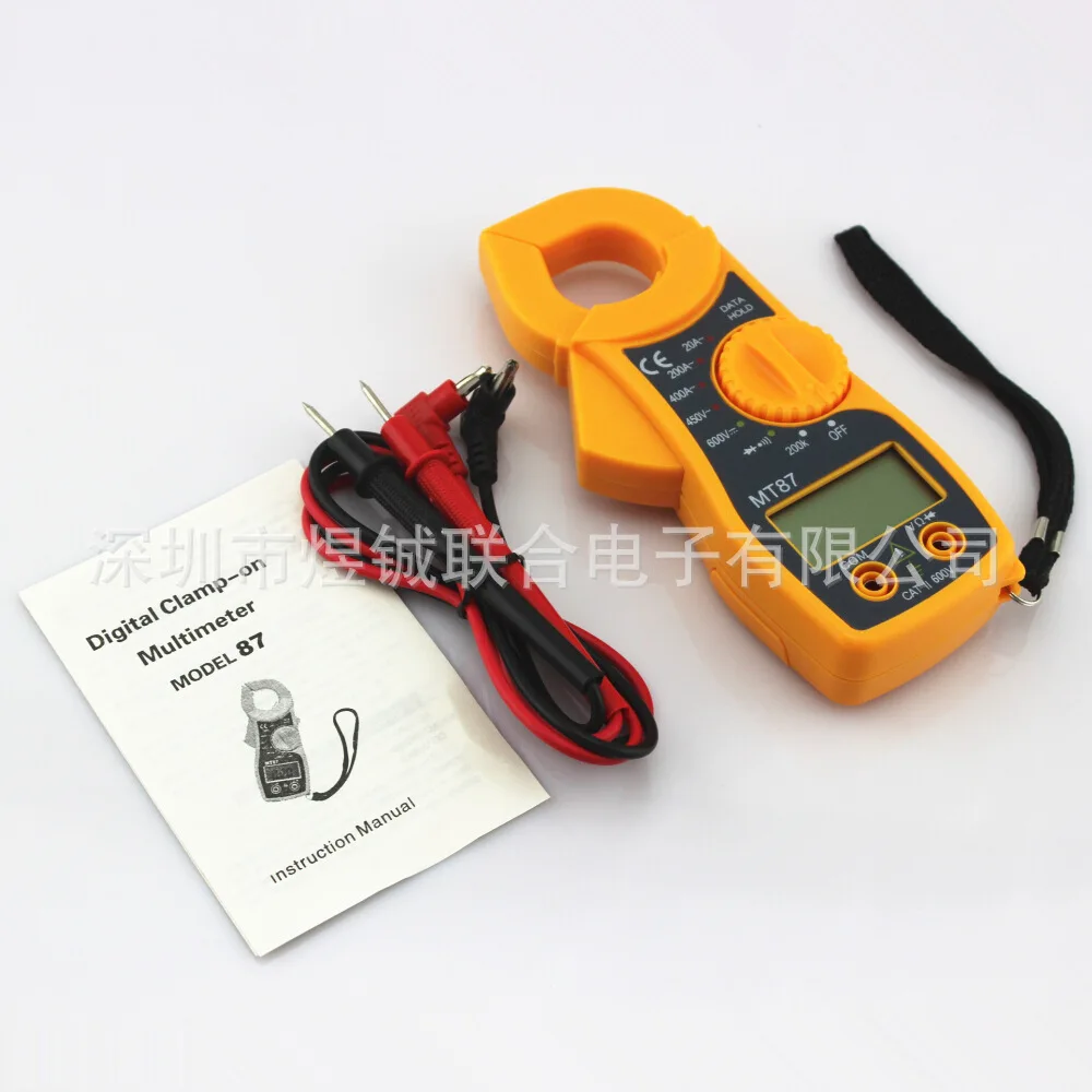 

1pc Digital Clamp Multimeter Manual Range Low Voltage Protection LCD DC AC Diode Tester Test Leads Probe Handheld 1999 counts