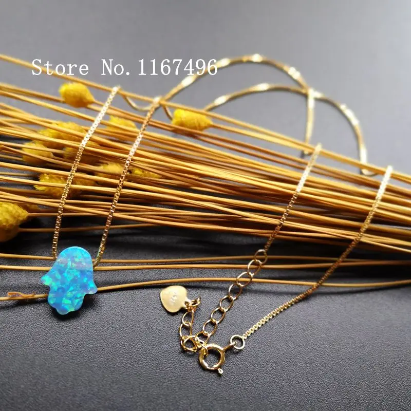 

11x13mm 925 Sterling Silver with Hamsa Opal Necklace Hamsa Opal Necklace