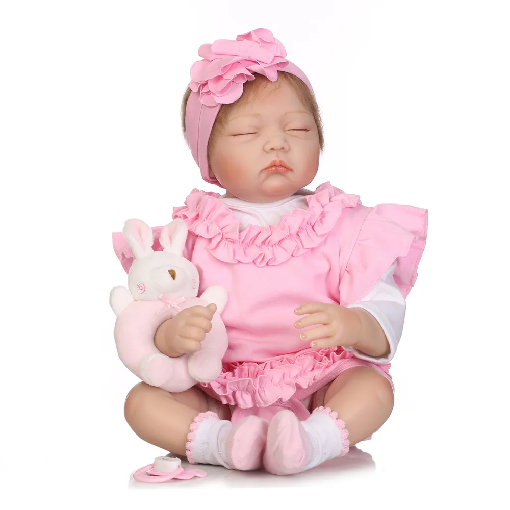 NPK 22 дюймов 55 см силиконовые куклы reborn младенцев Настоящее Спящая reborn baby bonecas с 1 шт. корзина Детские игрушки brinquedos menina