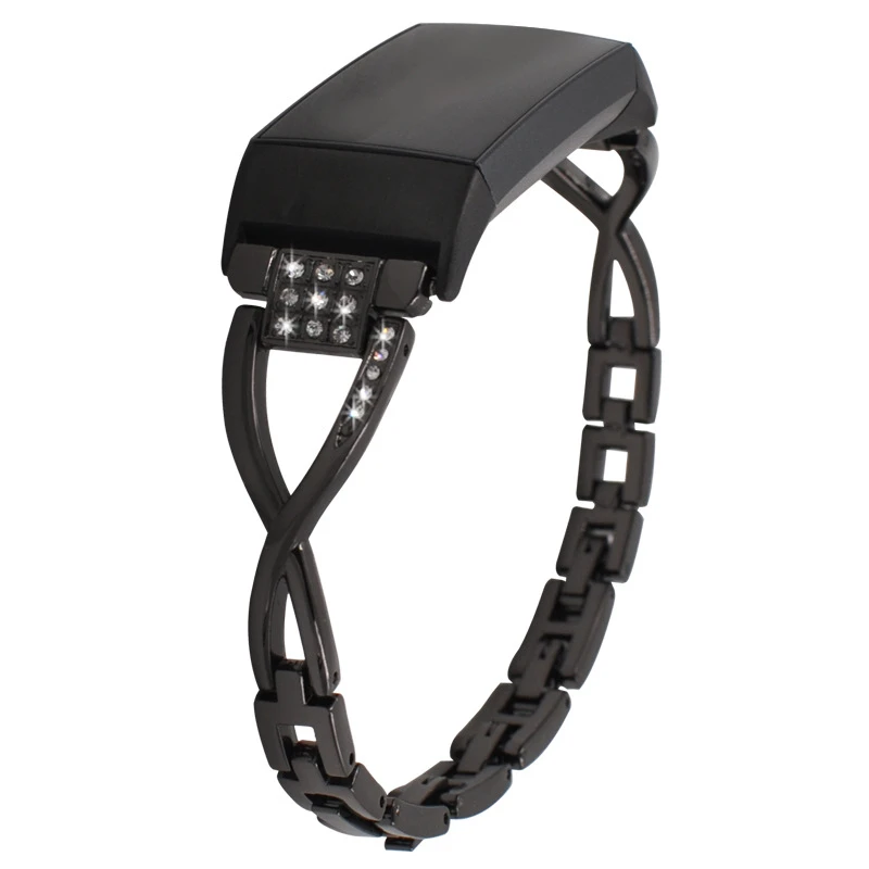 Stainless Steel Bling Bands for for Fitbit Charge 3 Smart Watch X-Link with Rhinestones Strap High Quality (10)
